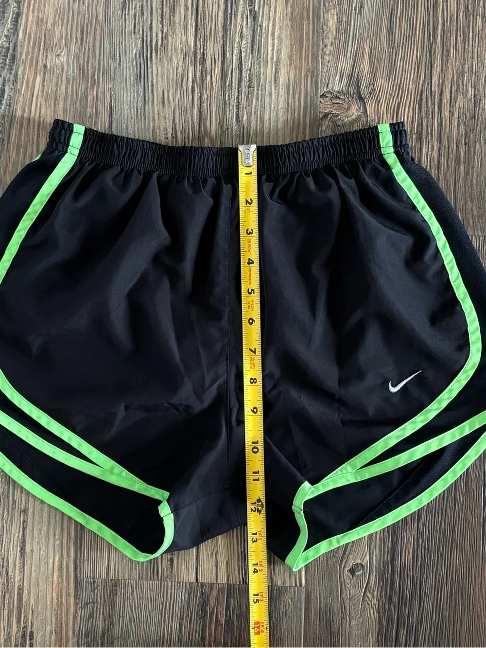 Nike Dri-Fit Athletic Shorts Womens S Black Neon Green Lined Running Gym Workout